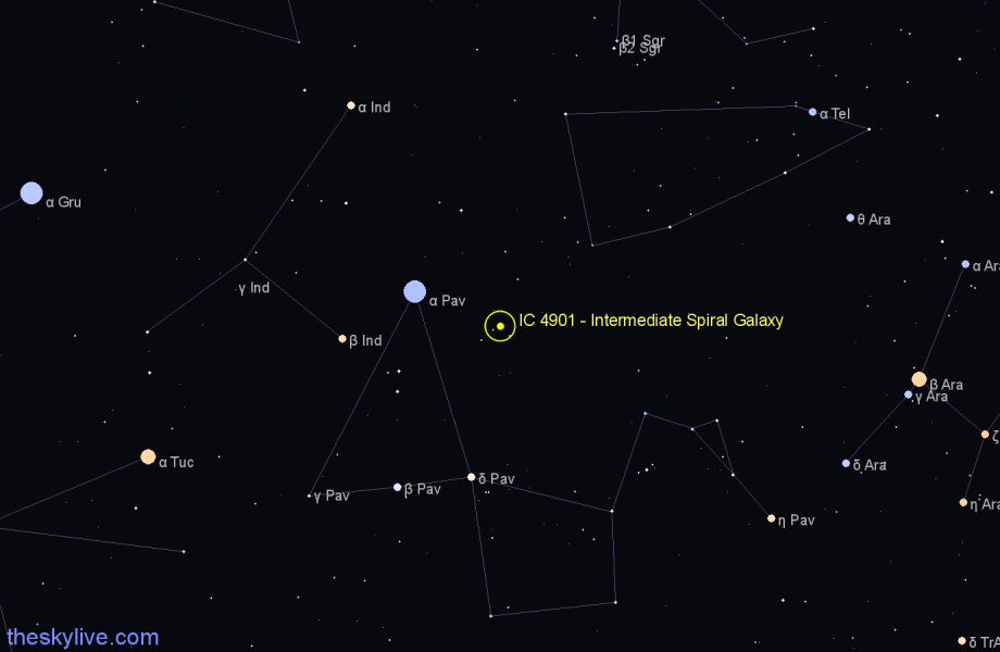 Finder chart IC 4901 - Intermediate Spiral Galaxy in Pavo star