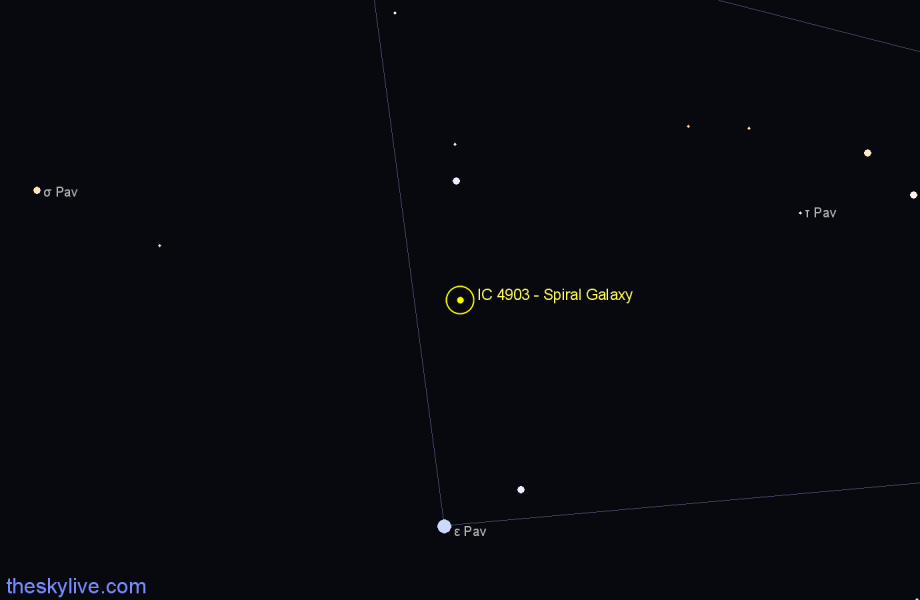 Finder chart IC 4903 - Spiral Galaxy in Pavo star