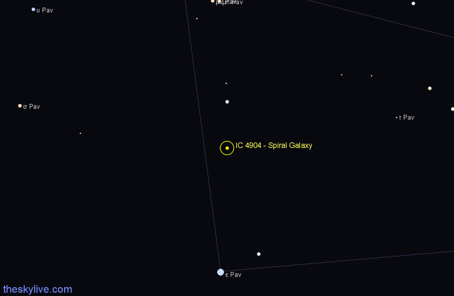 Finder chart IC 4904 - Spiral Galaxy in Pavo star