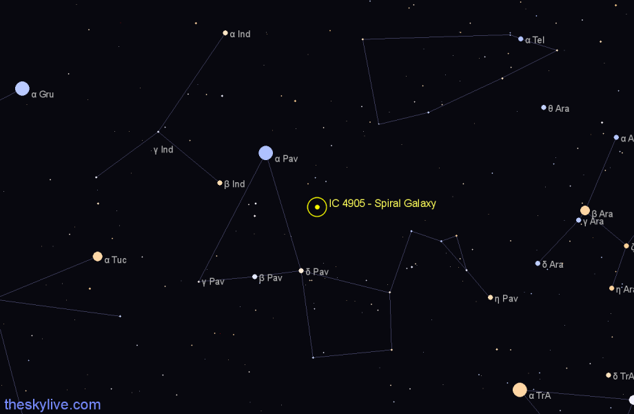 Finder chart IC 4905 - Spiral Galaxy in Pavo star