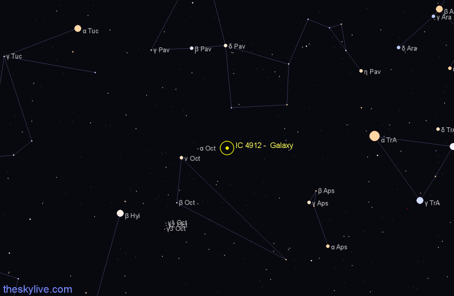 Finder chart IC 4912 -  Galaxy in Octans star