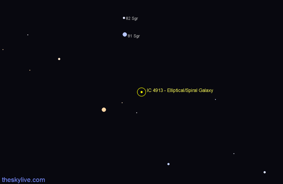 Finder chart IC 4913 - Elliptical/Spiral Galaxy in Sagittarius star