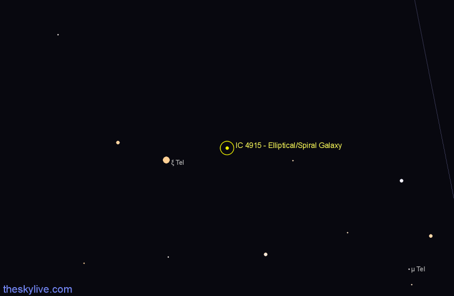 Finder chart IC 4915 - Elliptical/Spiral Galaxy in Telescopium star