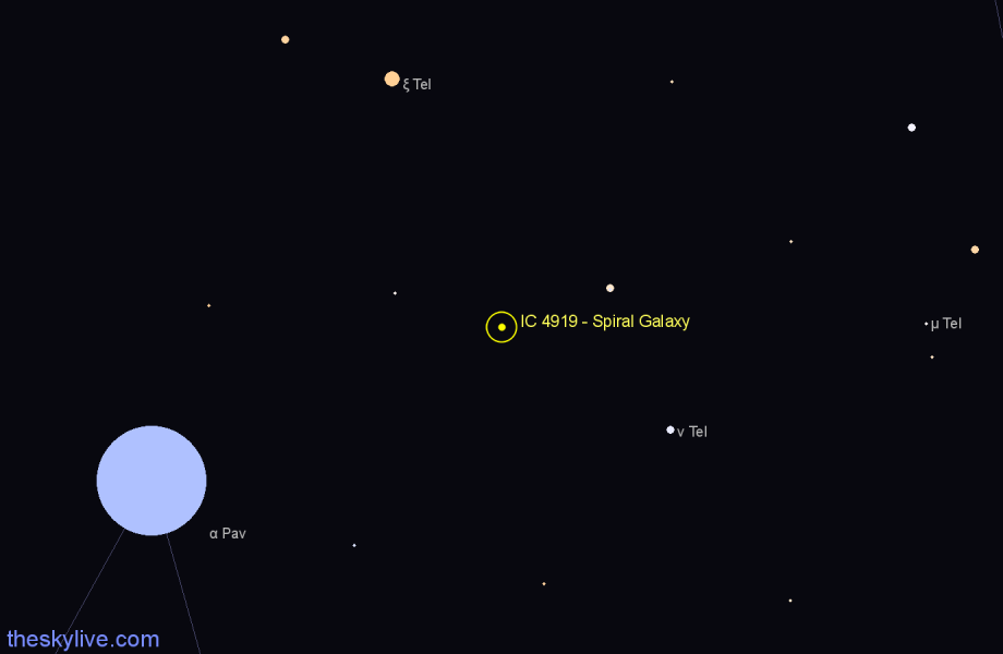 Finder chart IC 4919 - Spiral Galaxy in Telescopium star