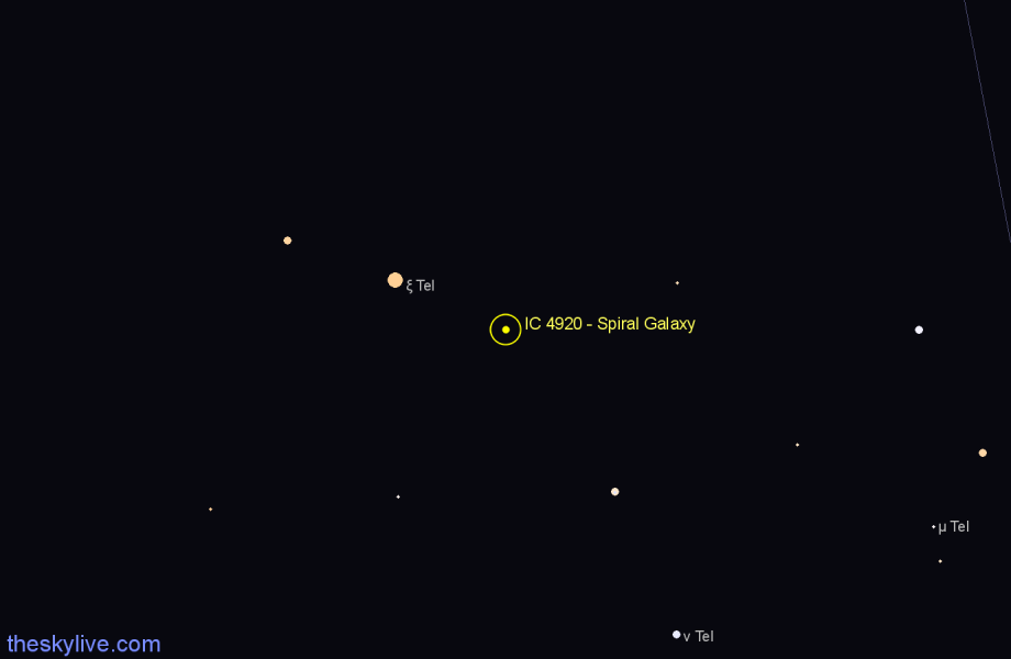 Finder chart IC 4920 - Spiral Galaxy in Telescopium star