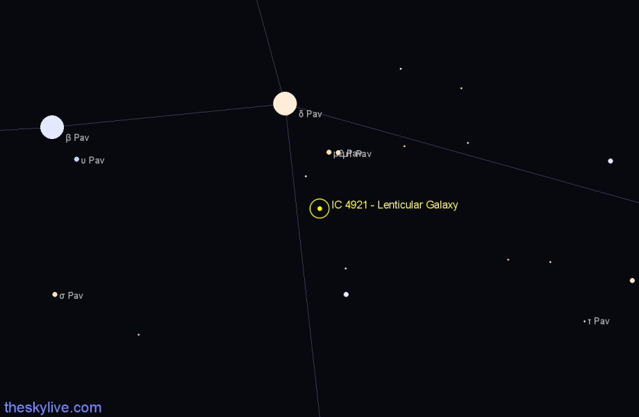 Finder chart IC 4921 - Lenticular Galaxy in Pavo star