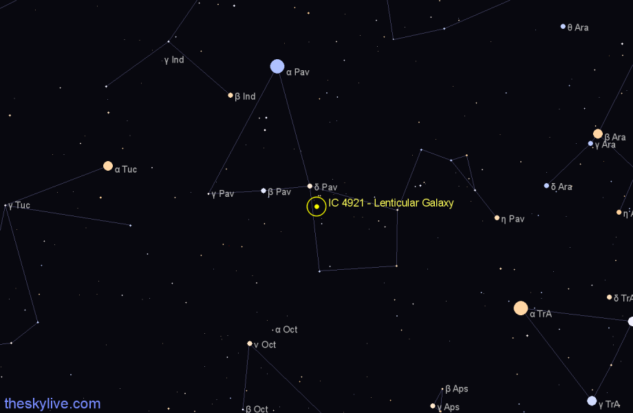 Finder chart IC 4921 - Lenticular Galaxy in Pavo star