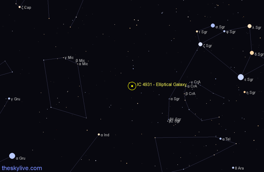 Finder chart IC 4931 - Elliptical Galaxy in Sagittarius star