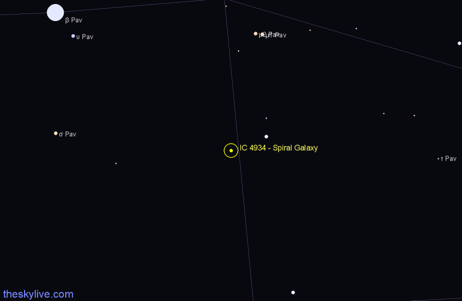 Finder chart IC 4934 - Spiral Galaxy in Pavo star