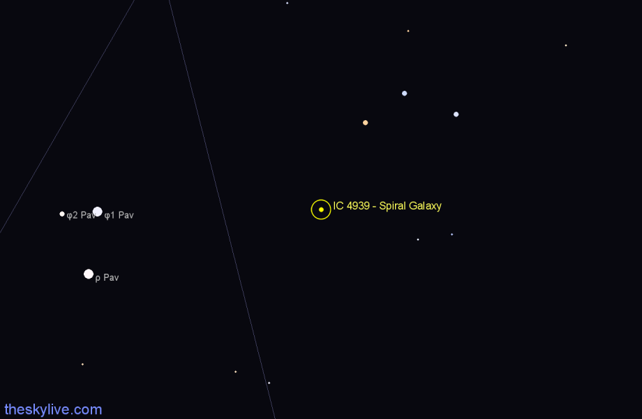 Finder chart IC 4939 - Spiral Galaxy in Pavo star