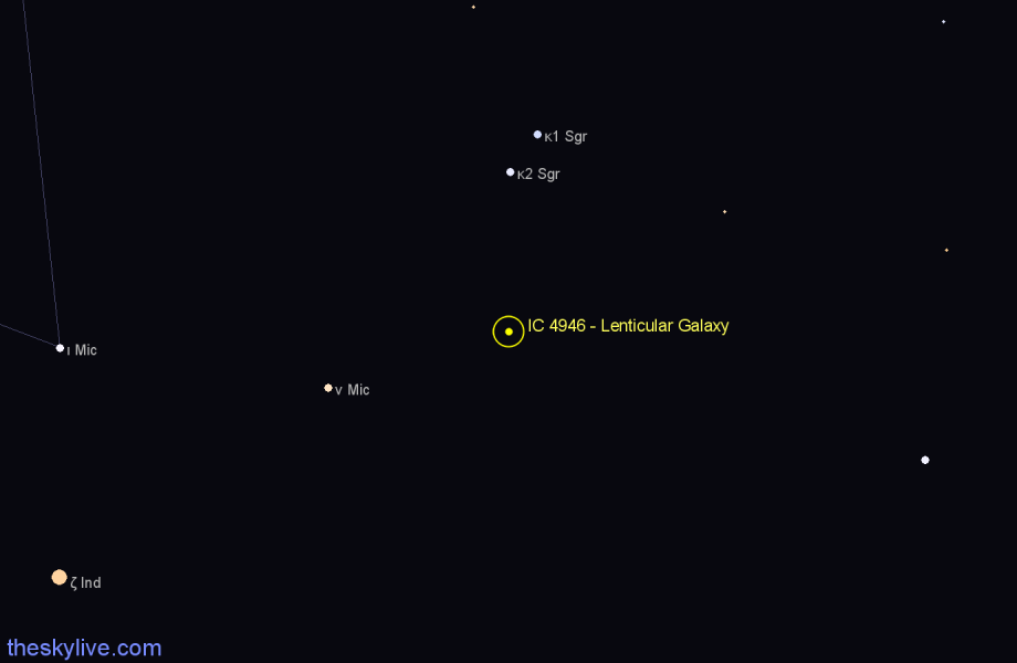 Finder chart IC 4946 - Lenticular Galaxy in Sagittarius star