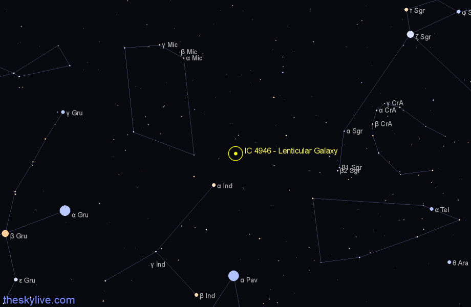Finder chart IC 4946 - Lenticular Galaxy in Sagittarius star