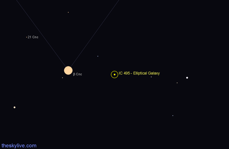 Finder chart IC 495 - Elliptical Galaxy in Cancer star