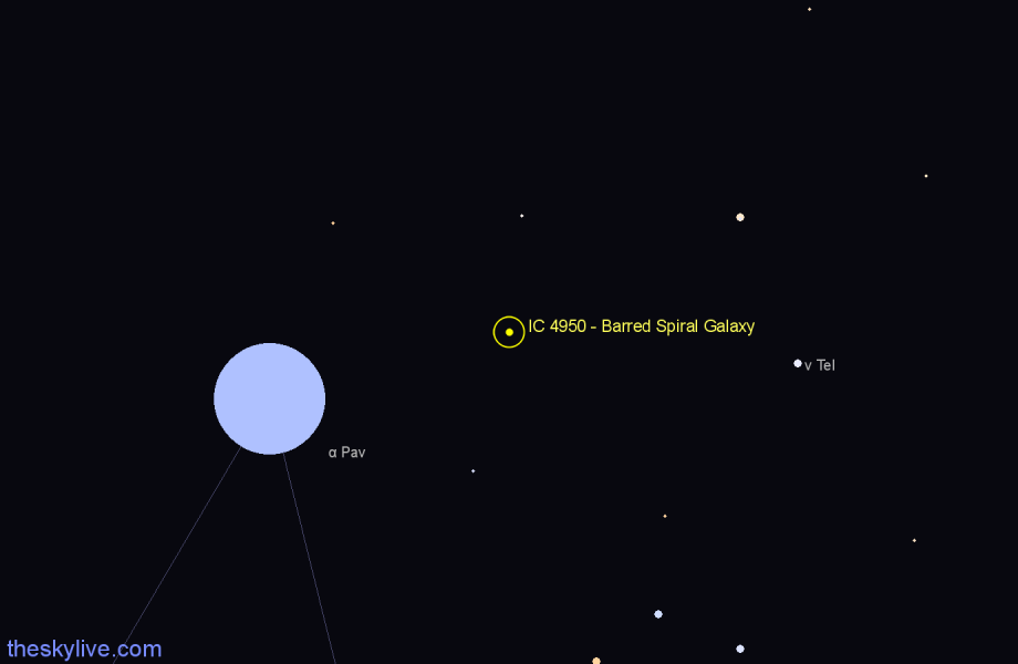 Finder chart IC 4950 - Barred Spiral Galaxy in Telescopium star