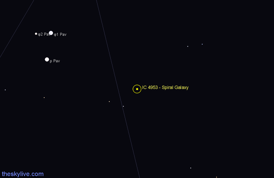 Finder chart IC 4953 - Spiral Galaxy in Pavo star