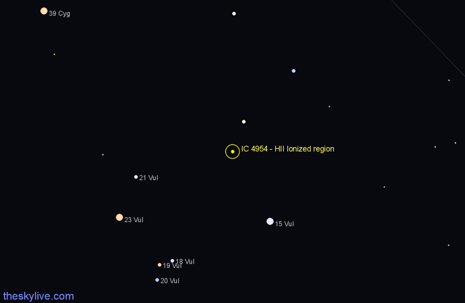 Finder chart IC 4954 - HII Ionized region in Vulpecula star