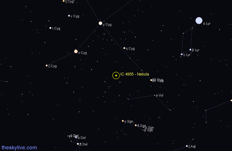 Finder chart IC 4955 - Nebula in Vulpecula star