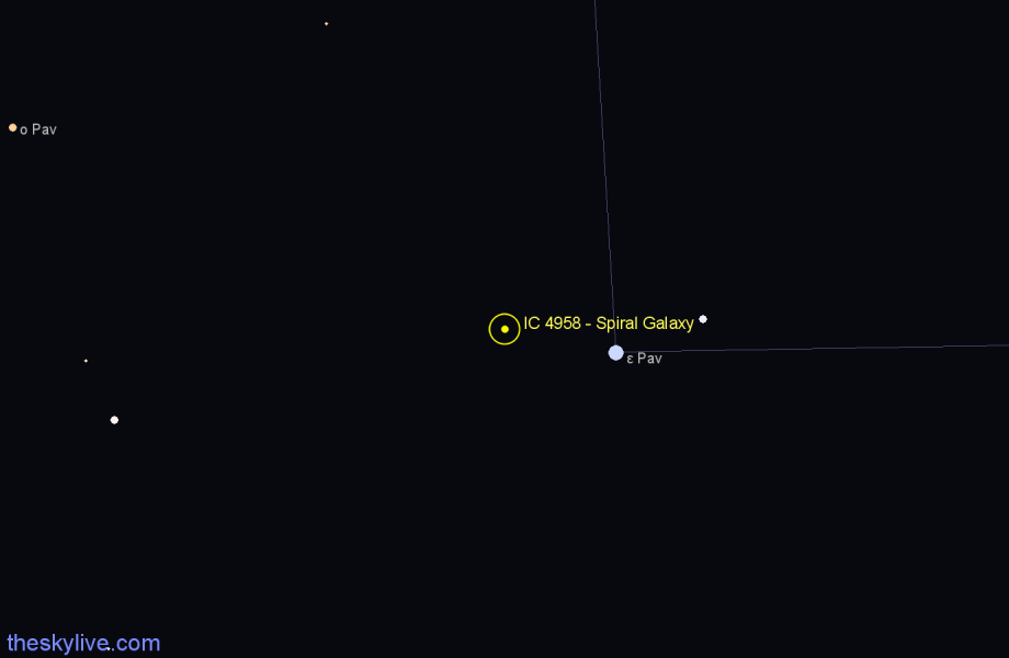 Finder chart IC 4958 - Spiral Galaxy in Pavo star