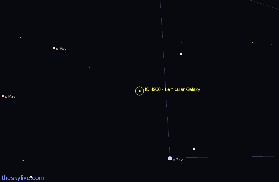 Finder chart IC 4960 - Lenticular Galaxy in Pavo star