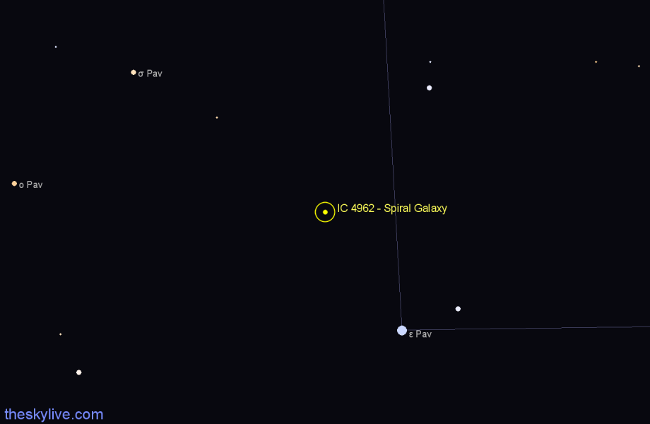 Finder chart IC 4962 - Spiral Galaxy in Pavo star