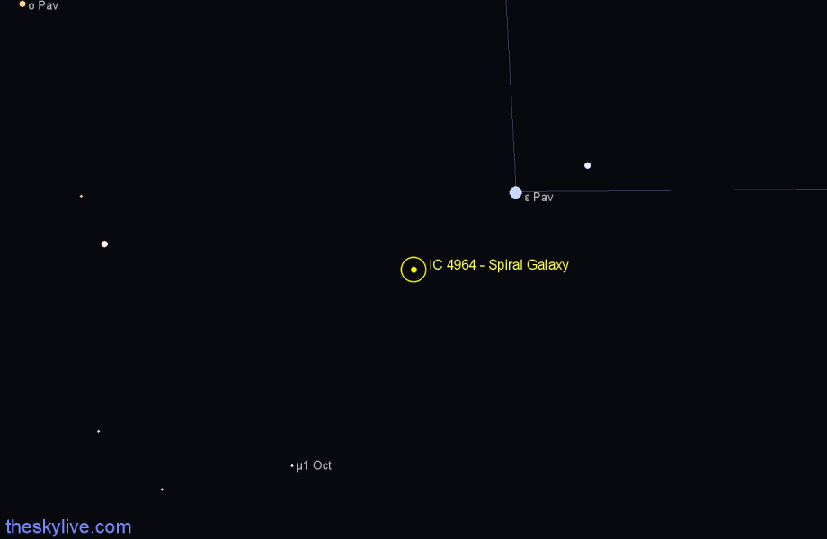 Finder chart IC 4964 - Spiral Galaxy in Pavo star