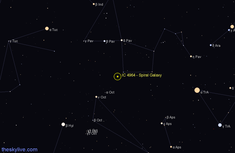 Finder chart IC 4964 - Spiral Galaxy in Pavo star