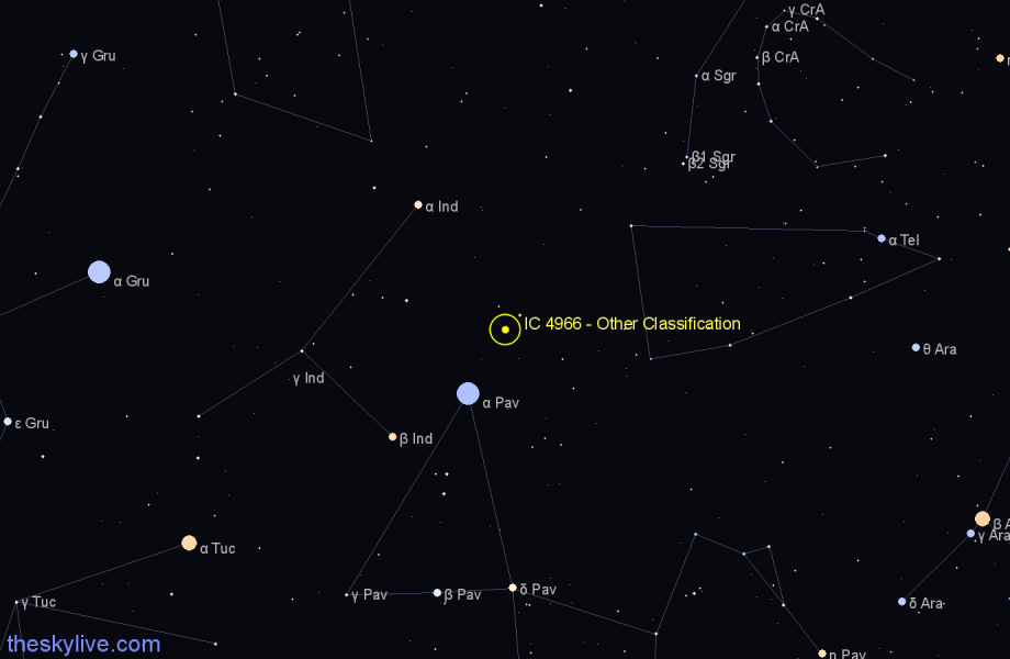 Finder chart IC 4966 - Other Classification in Telescopium star