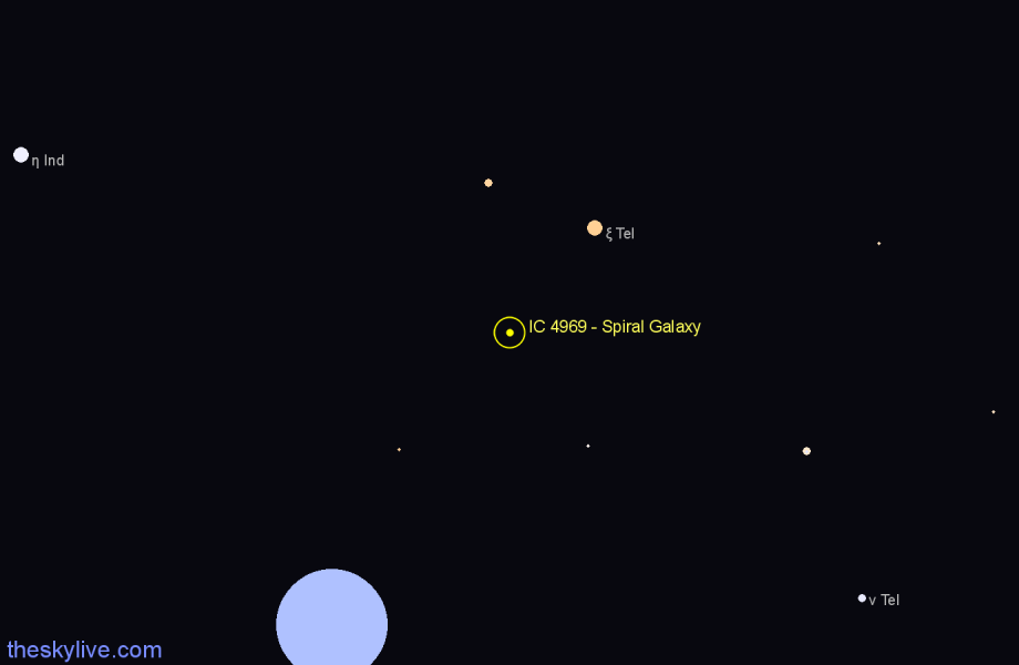 Finder chart IC 4969 - Spiral Galaxy in Telescopium star