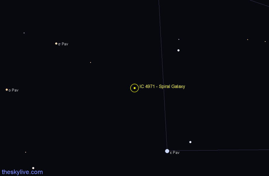 Finder chart IC 4971 - Spiral Galaxy in Pavo star