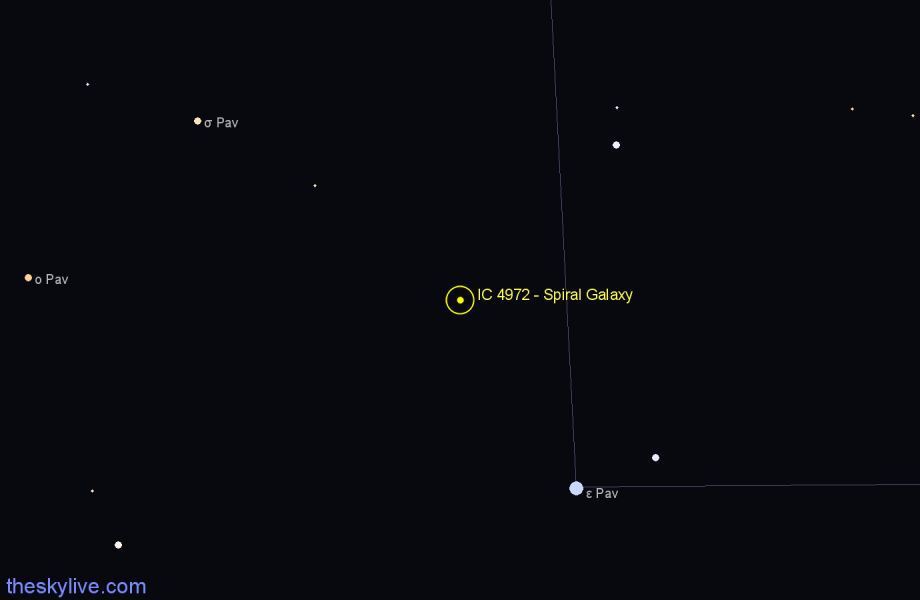 Finder chart IC 4972 - Spiral Galaxy in Pavo star