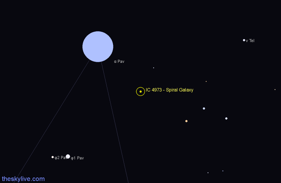 Finder chart IC 4973 - Spiral Galaxy in Pavo star