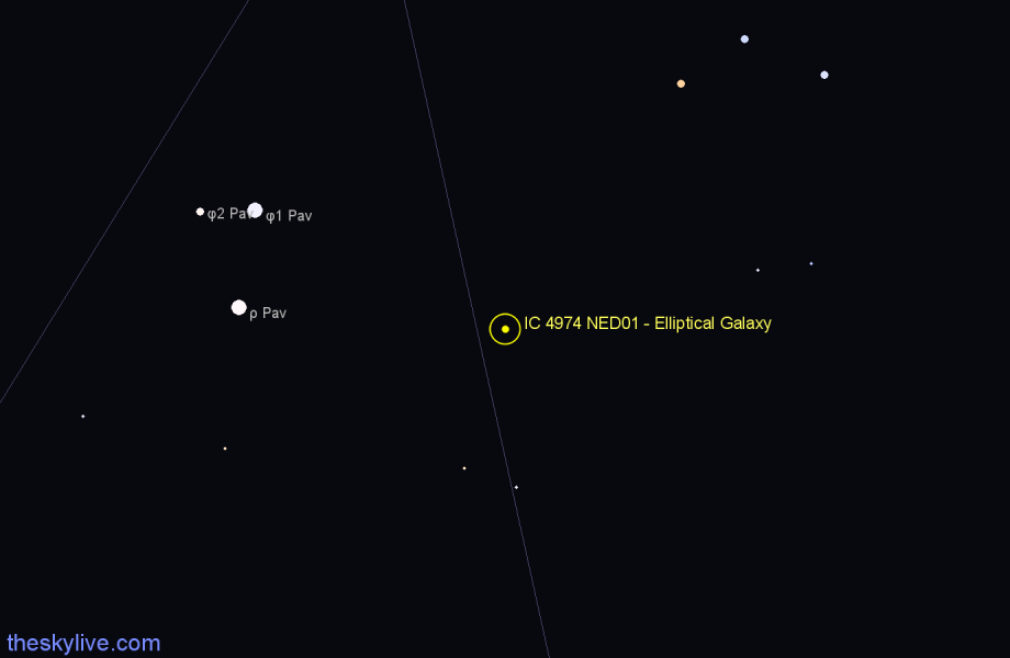 Finder chart IC 4974 NED01 - Elliptical Galaxy in Pavo star