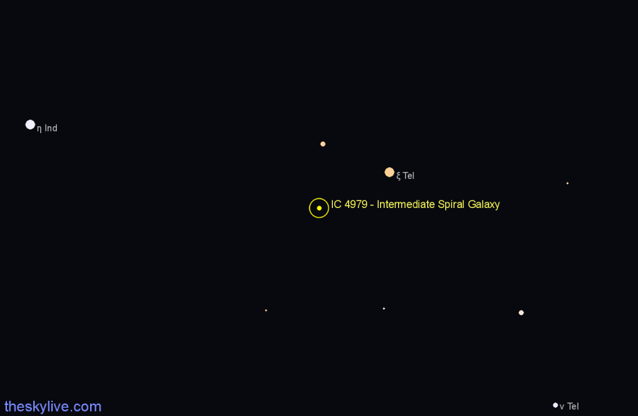 Finder chart IC 4979 - Intermediate Spiral Galaxy in Telescopium star