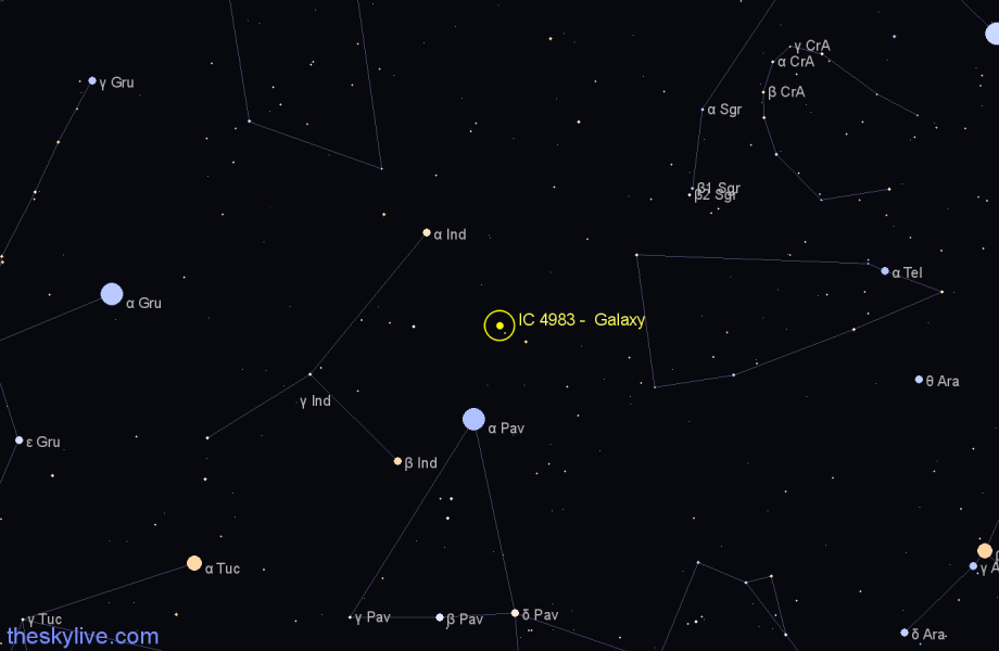 Finder chart IC 4983 -  Galaxy in Telescopium star