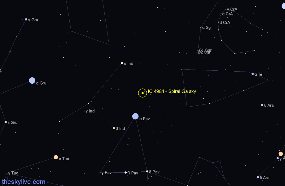 Finder chart IC 4984 - Spiral Galaxy in Telescopium star