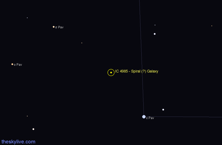 Finder chart IC 4985 - Spiral (?) Galaxy in Pavo star