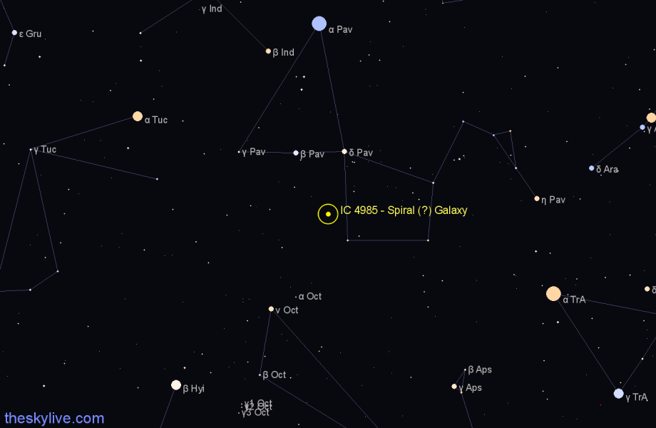 Finder chart IC 4985 - Spiral (?) Galaxy in Pavo star