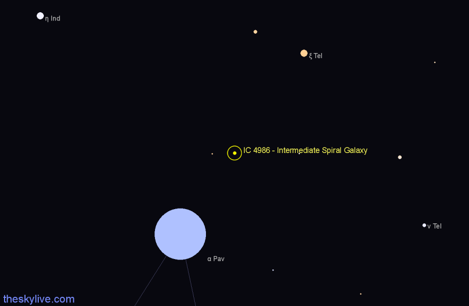 Finder chart IC 4986 - Intermediate Spiral Galaxy in Telescopium star