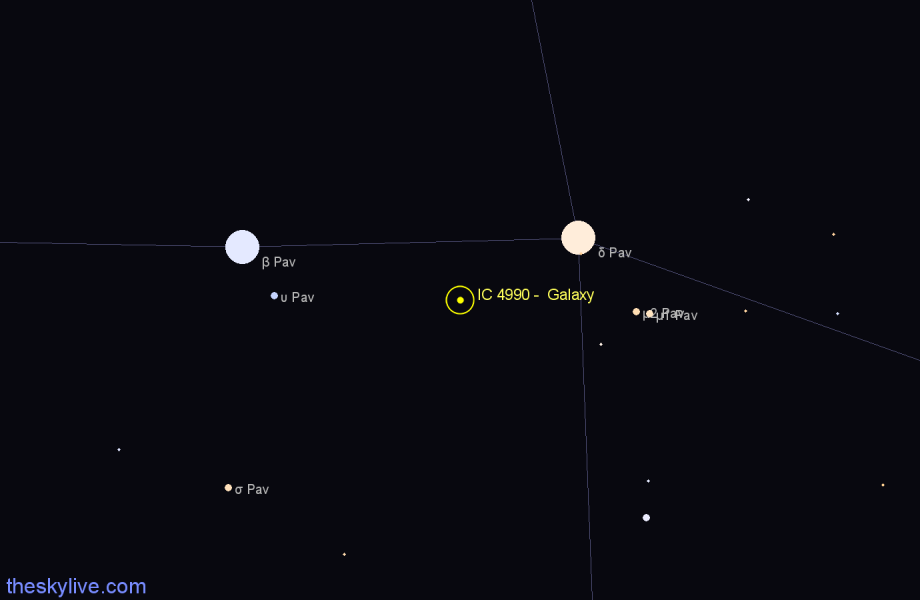 Finder chart IC 4990 -  Galaxy in Pavo star