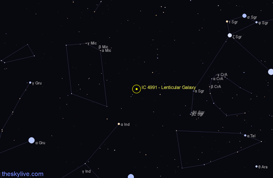 Finder chart IC 4991 - Lenticular Galaxy in Sagittarius star