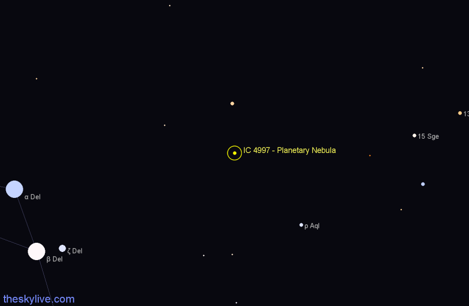 Finder chart IC 4997 - Planetary Nebula in Delphinus star