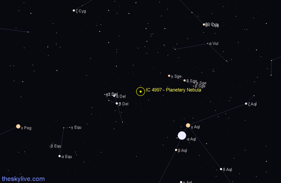 Finder chart IC 4997 - Planetary Nebula in Delphinus star