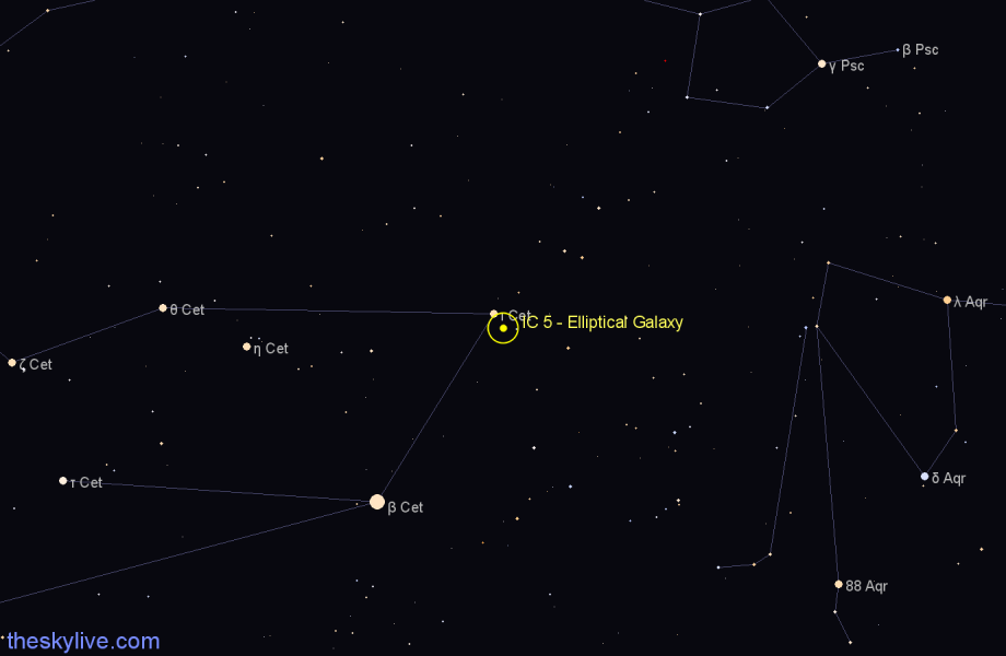 Finder chart IC 5 - Elliptical Galaxy in Cetus star