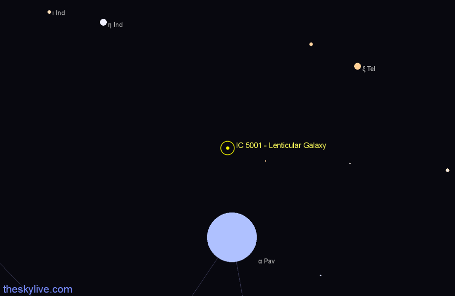 Finder chart IC 5001 - Lenticular Galaxy in Telescopium star