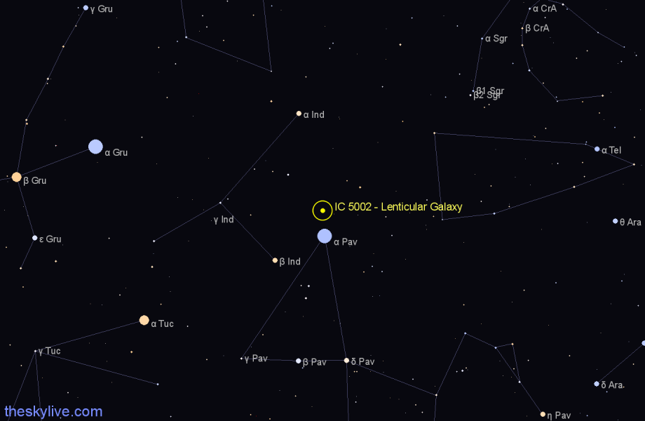 Finder chart IC 5002 - Lenticular Galaxy in Telescopium star