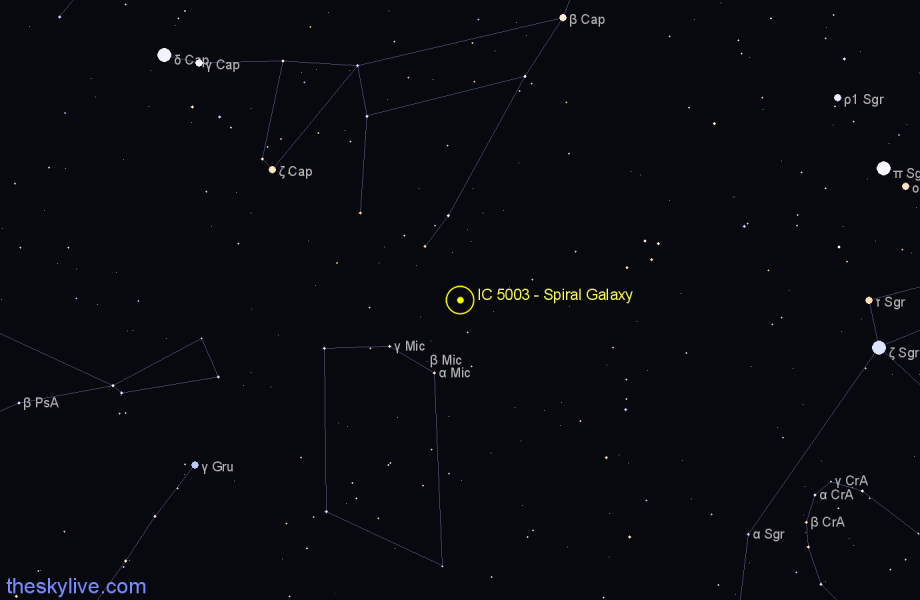 Finder chart IC 5003 - Spiral Galaxy in Microscopium star