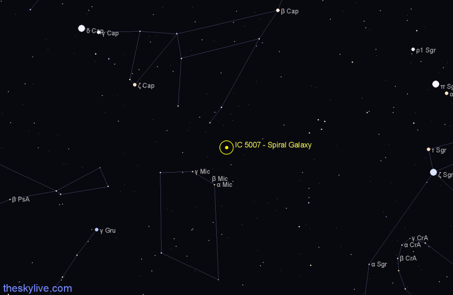 Finder chart IC 5007 - Spiral Galaxy in Microscopium star