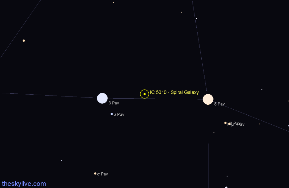 Finder chart IC 5010 - Spiral Galaxy in Pavo star