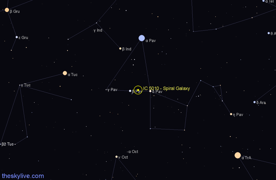 Finder chart IC 5010 - Spiral Galaxy in Pavo star