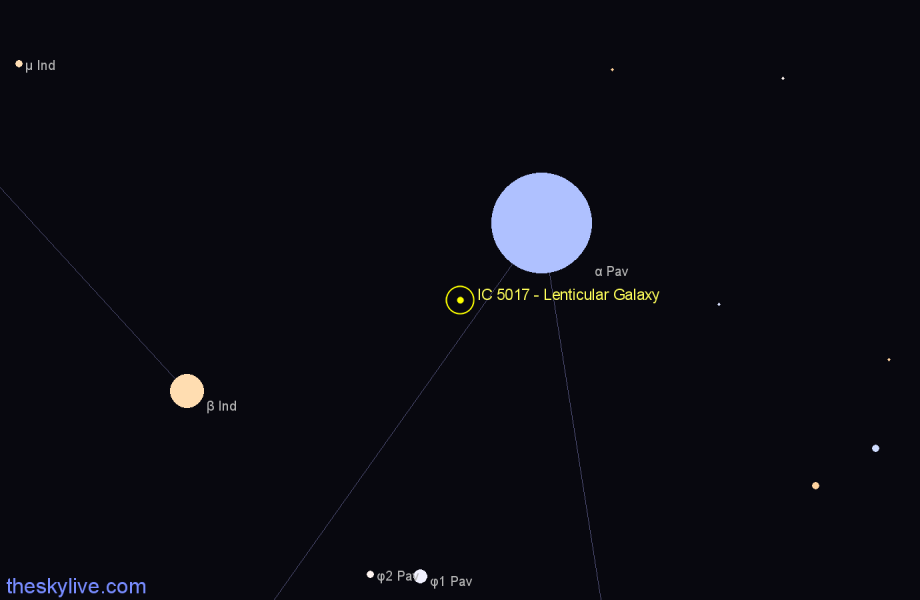 Finder chart IC 5017 - Lenticular Galaxy in Indus star